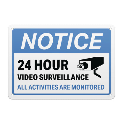 10 x 7in Aluminum Sign: NOTICE 24 Hour Video Surveillance