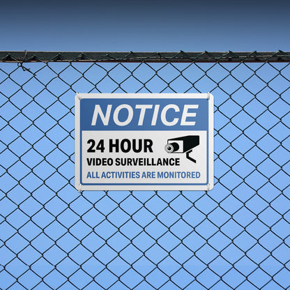 10 x 7in Aluminum Sign: NOTICE 24 Hour Video Surveillance