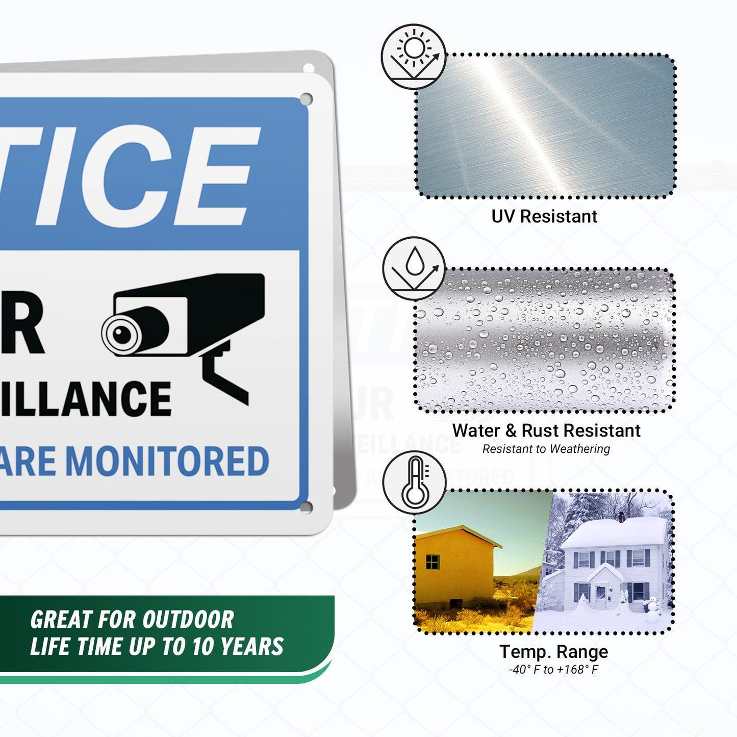 10 x 7in Aluminum Sign: NOTICE 24 Hour Video Surveillance