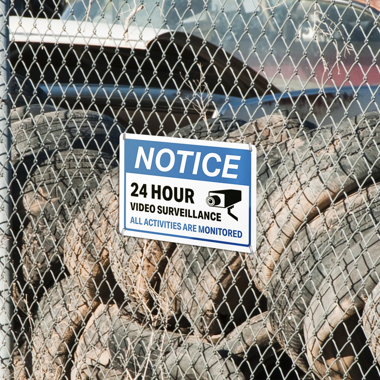 10 x 7in Aluminum Sign: NOTICE 24 Hour Video Surveillance