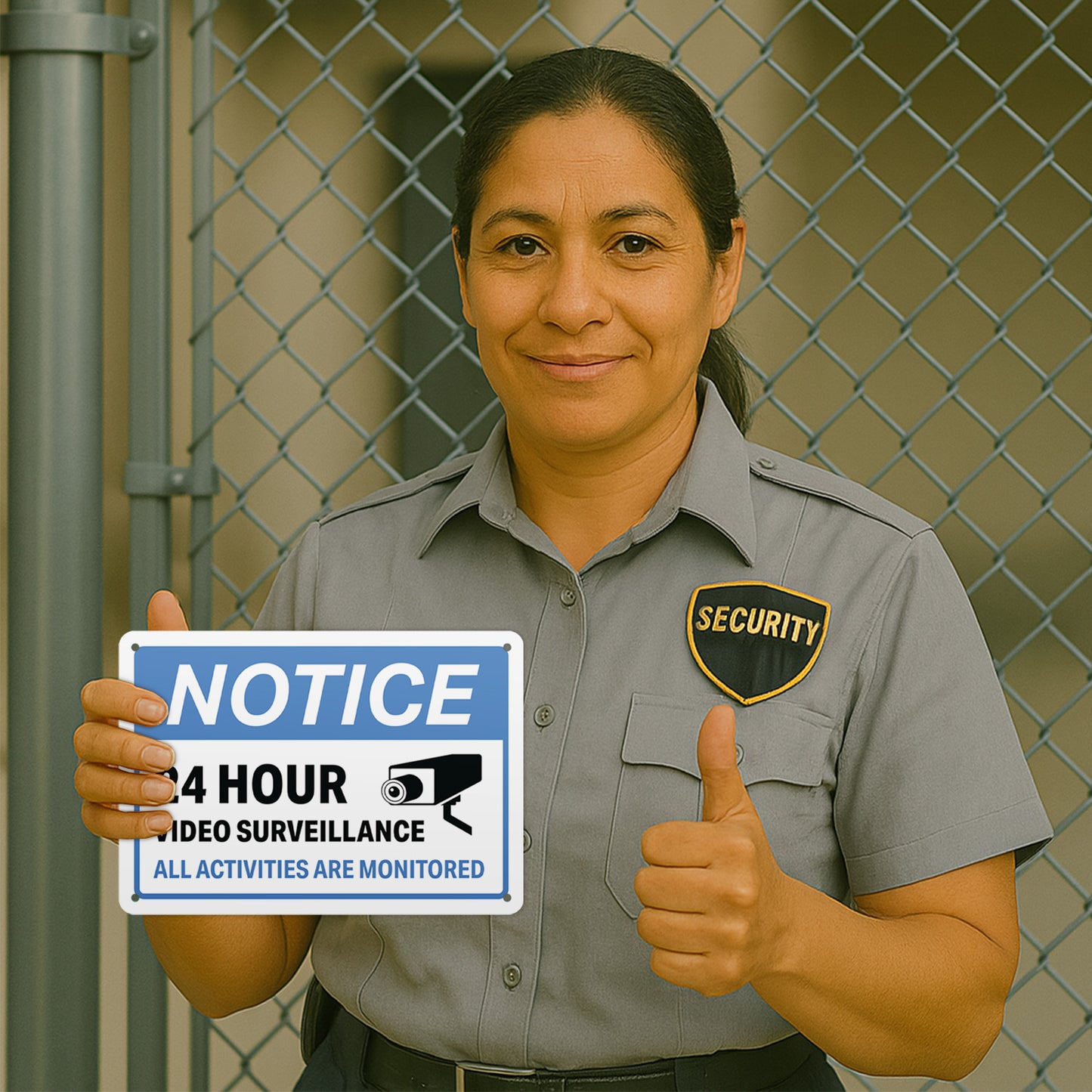 10 x 7in Aluminum Sign: NOTICE 24 Hour Video Surveillance
