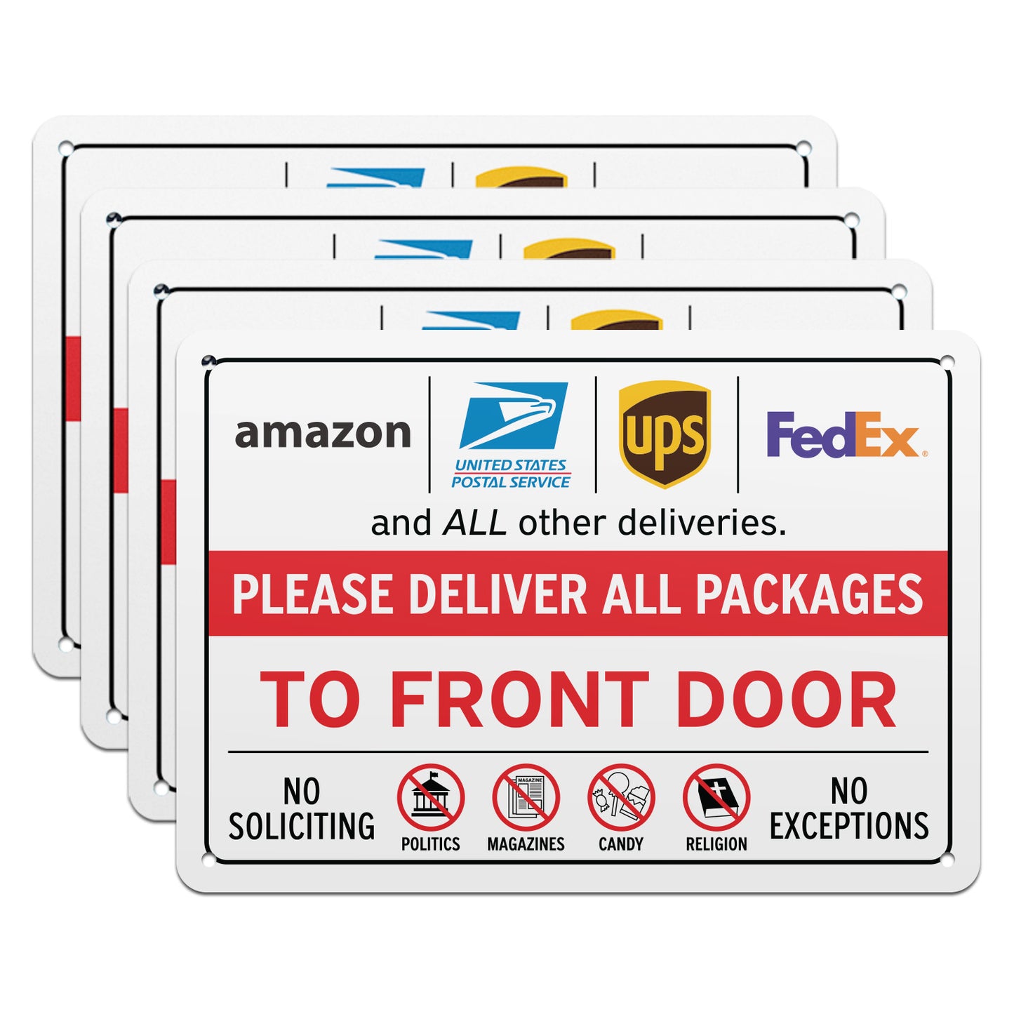 10 x 7in Delivery Instructions Sign: Please Deliver All Packages to Front Door