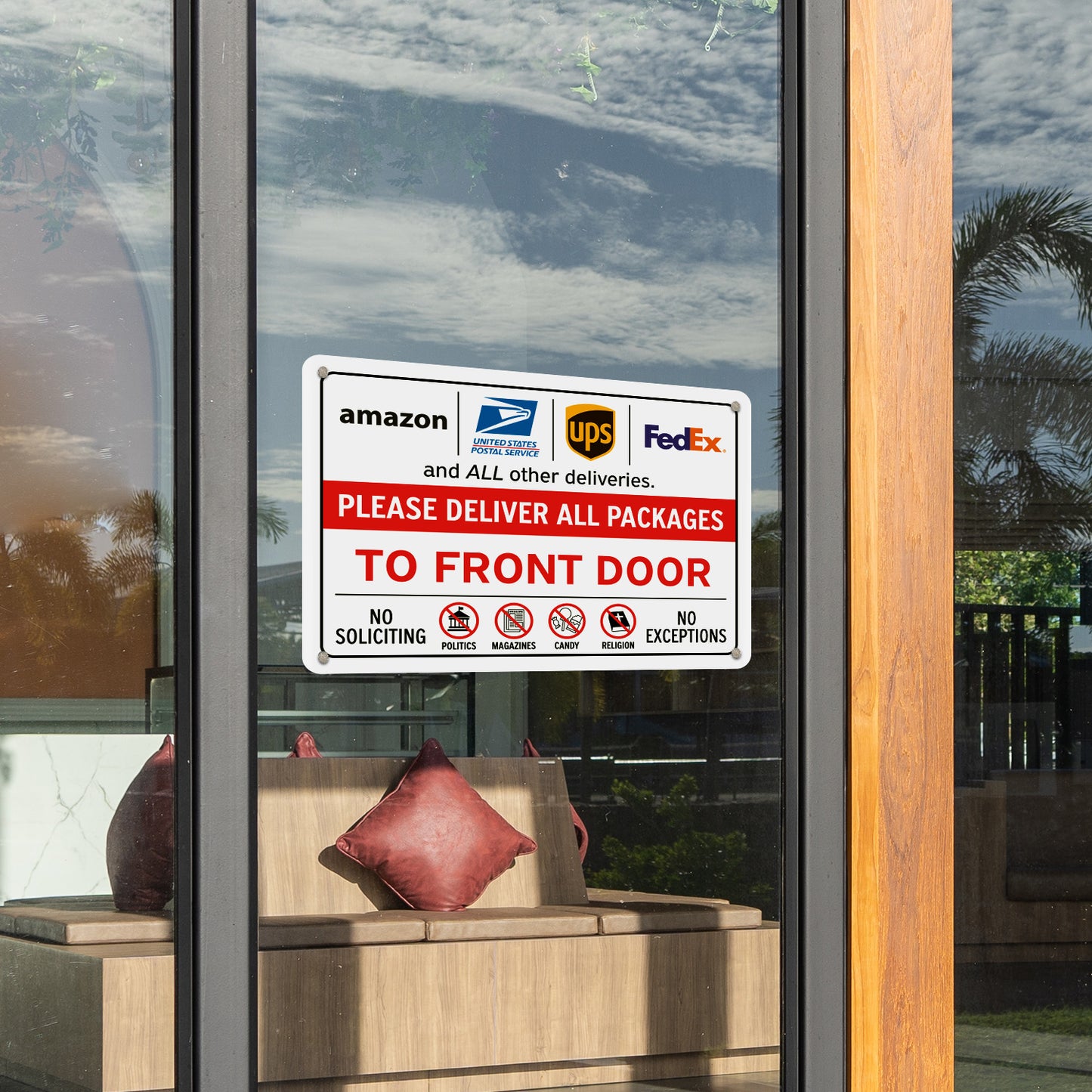 10 x 7in Delivery Instructions Sign: Please Deliver All Packages to Front Door