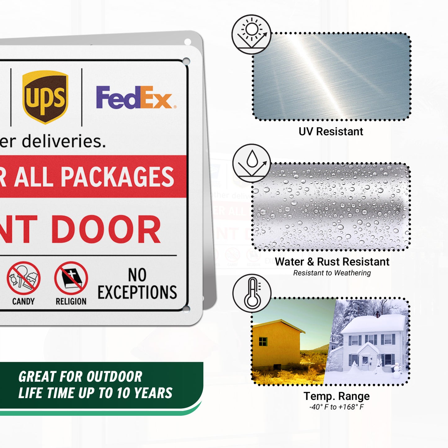 10 x 7in Delivery Instructions Sign: Please Deliver All Packages to Front Door