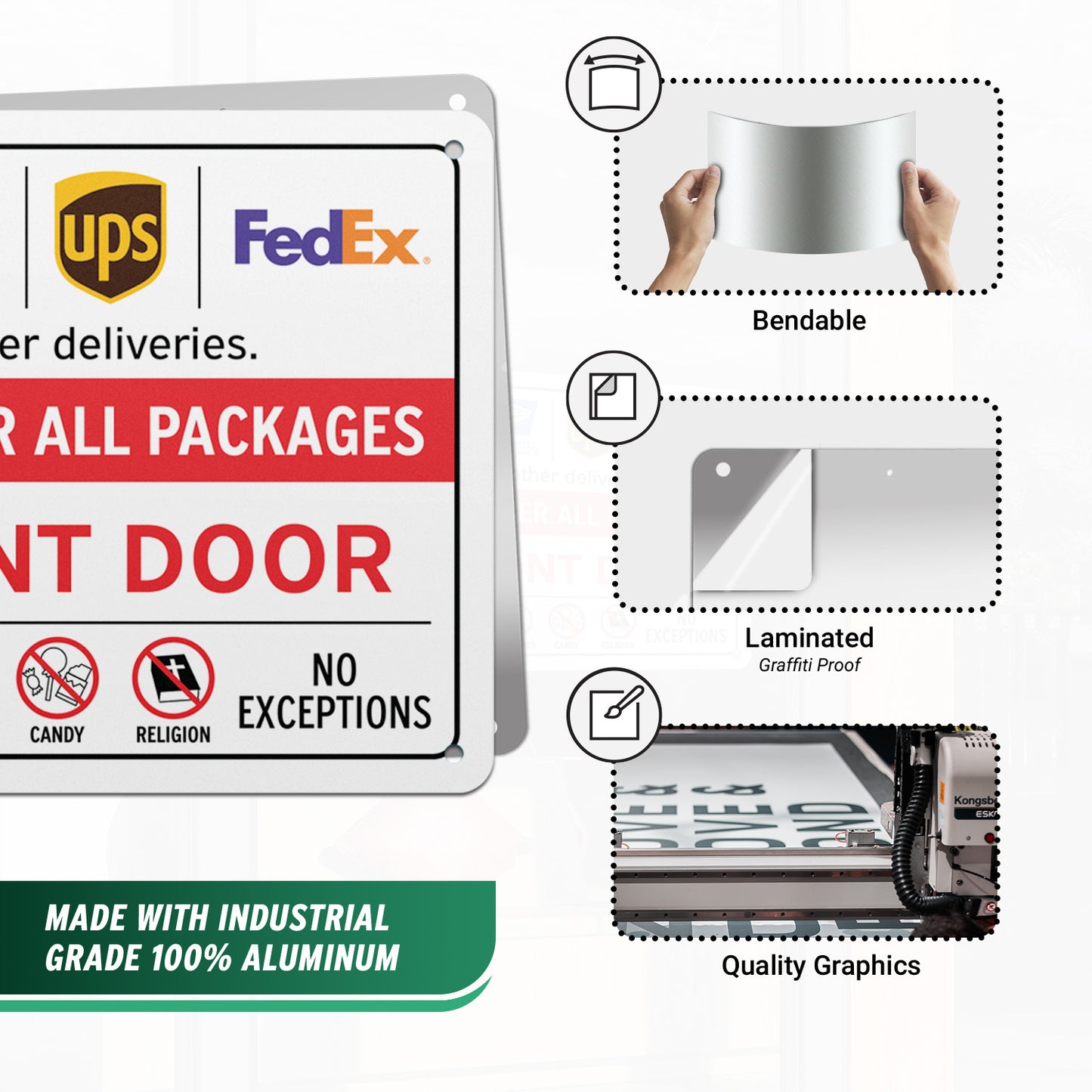 10 x 7in Delivery Instructions Sign: Please Deliver All Packages to Front Door