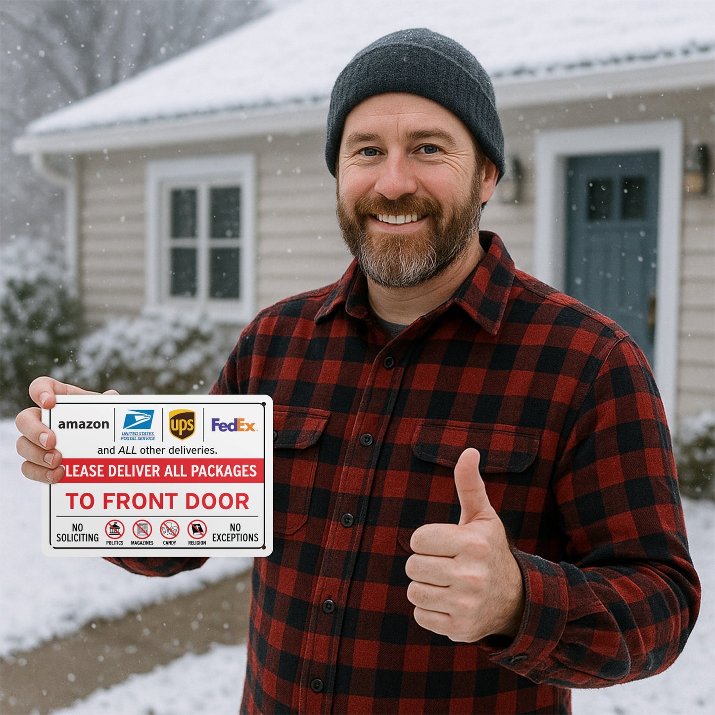 10 x 7in Delivery Instructions Sign: Please Deliver All Packages to Front Door