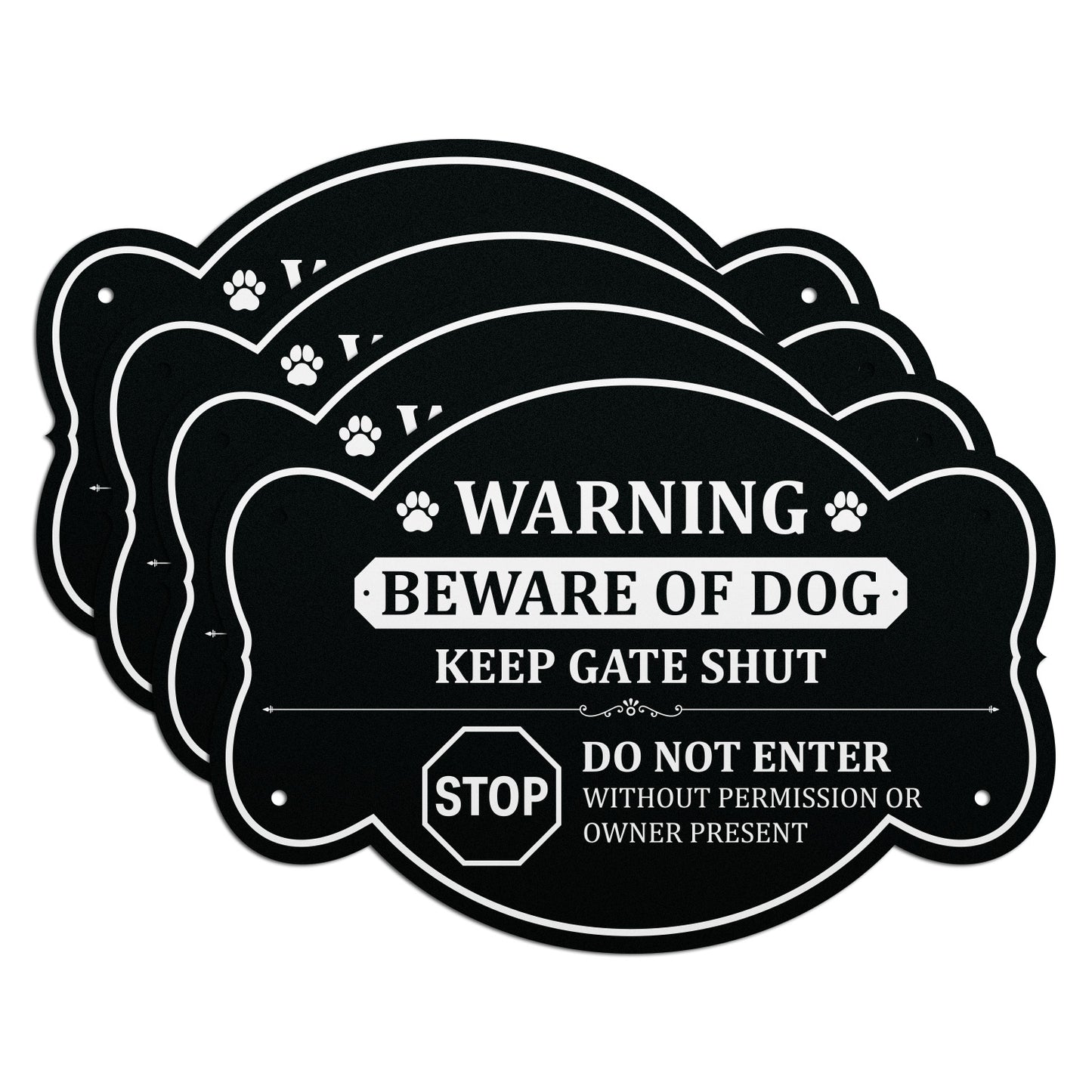 10 x 7in Yard Sign: Warning Beware of Dog Keep Gate Shut