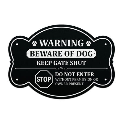 10 x 7in Yard Sign: Warning Beware of Dog Keep Gate Shut