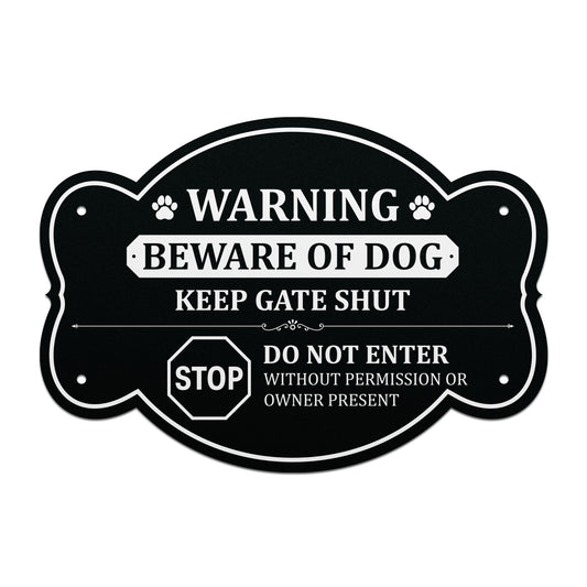 10 x 7in Yard Sign: Warning Beware of Dog Keep Gate Shut