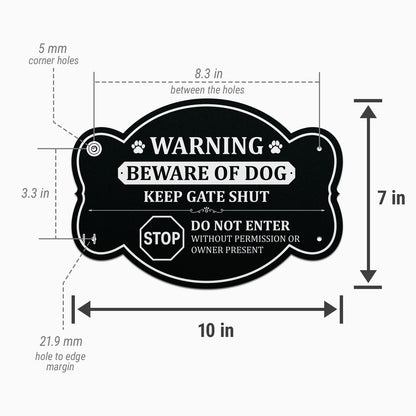 10 x 7in Yard Sign: Warning Beware of Dog Keep Gate Shut