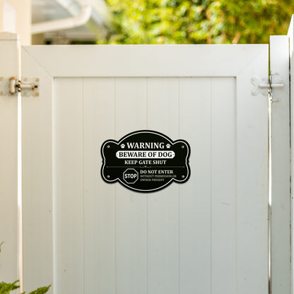 10 x 7in Yard Sign: Warning Beware of Dog Keep Gate Shut