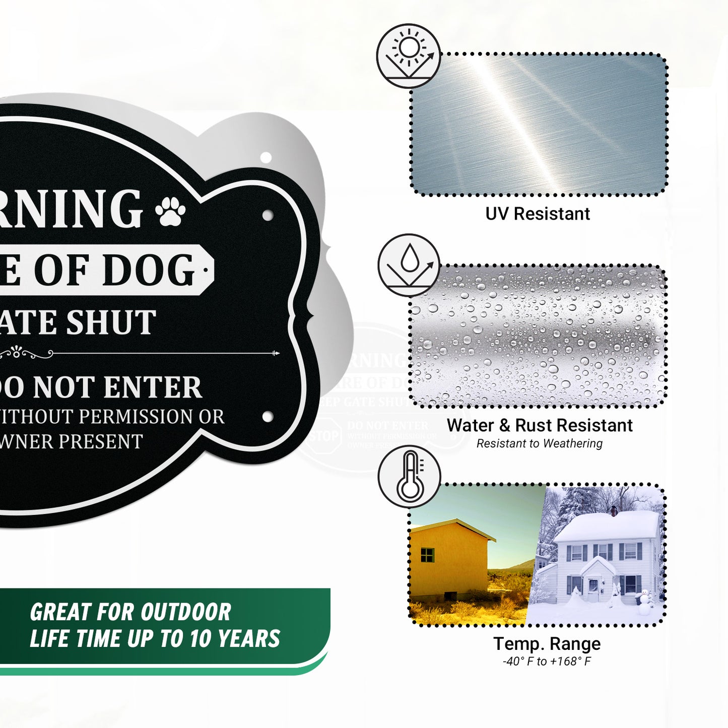 10 x 7in Yard Sign: Warning Beware of Dog Keep Gate Shut