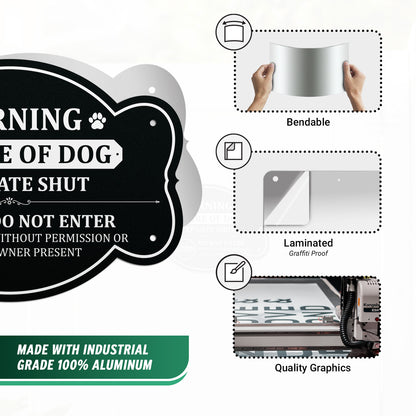 10 x 7in Yard Sign: Warning Beware of Dog Keep Gate Shut
