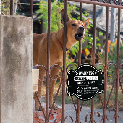 10 x 7in Yard Sign: Warning Beware of Dog Keep Gate Shut