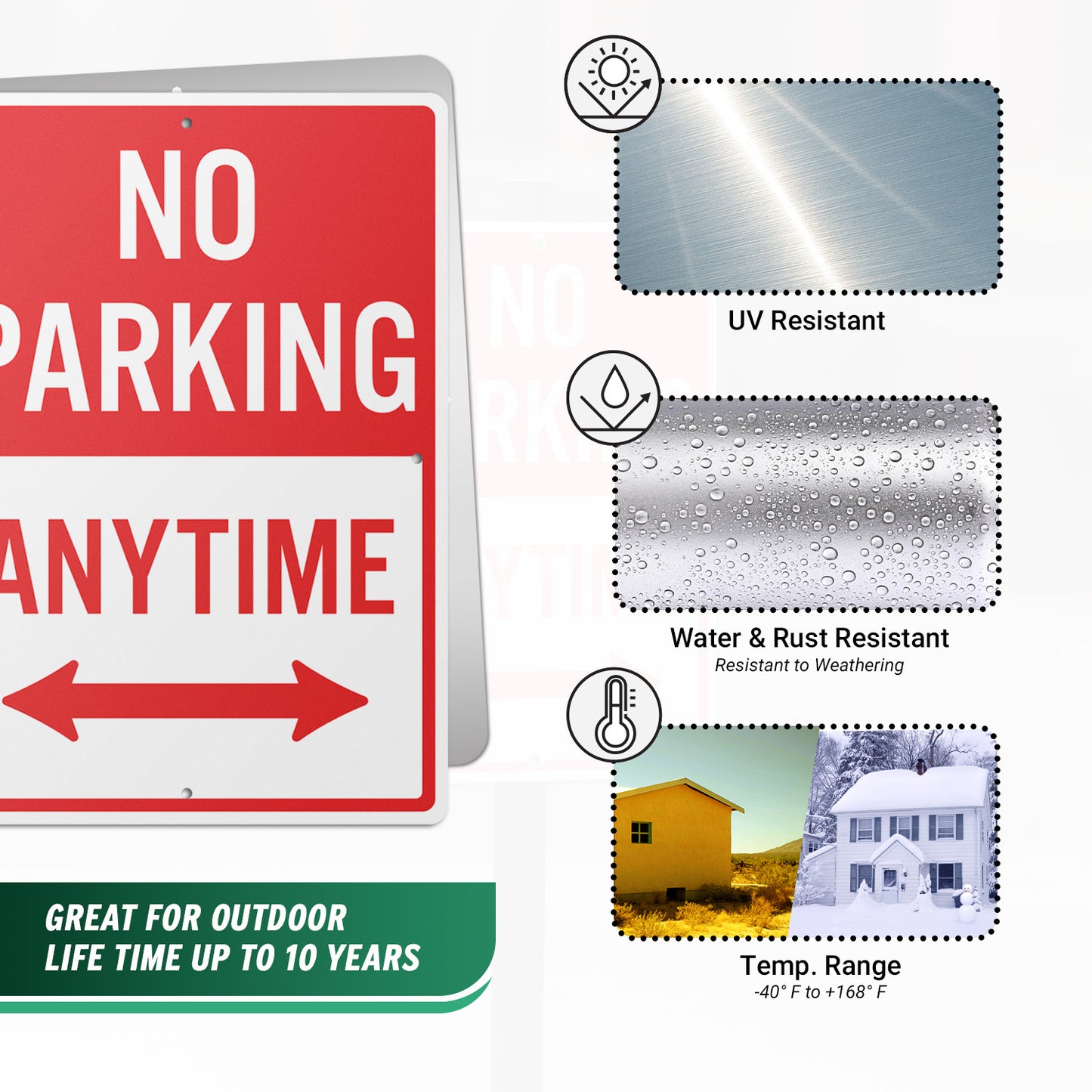 10 x 14in Street Sign: No Parking Anytime