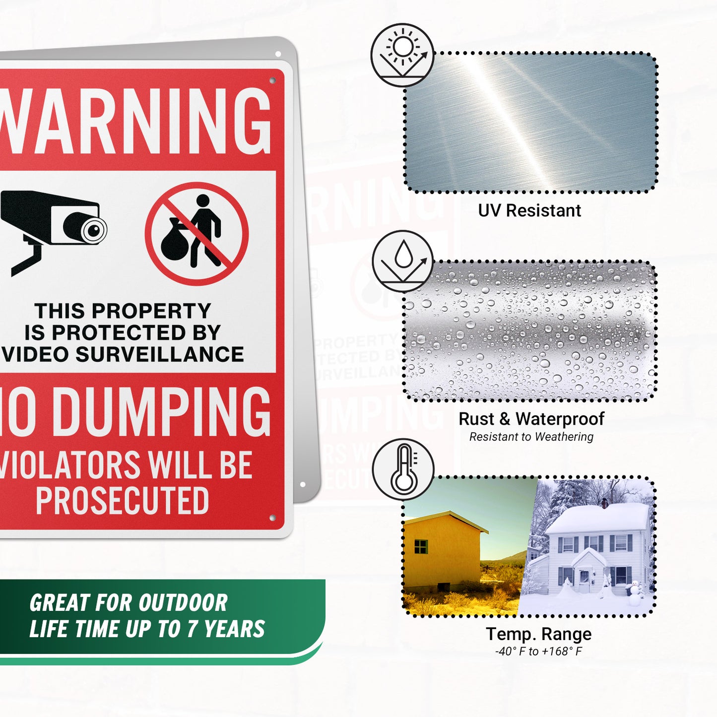 10 x 14in No Dumping Sign: Video Surveillance Warning