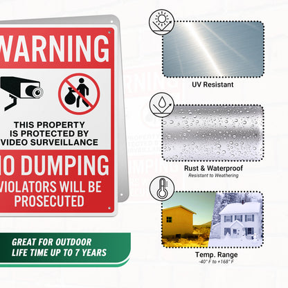10 x 14in No Dumping Sign: Video Surveillance Warning