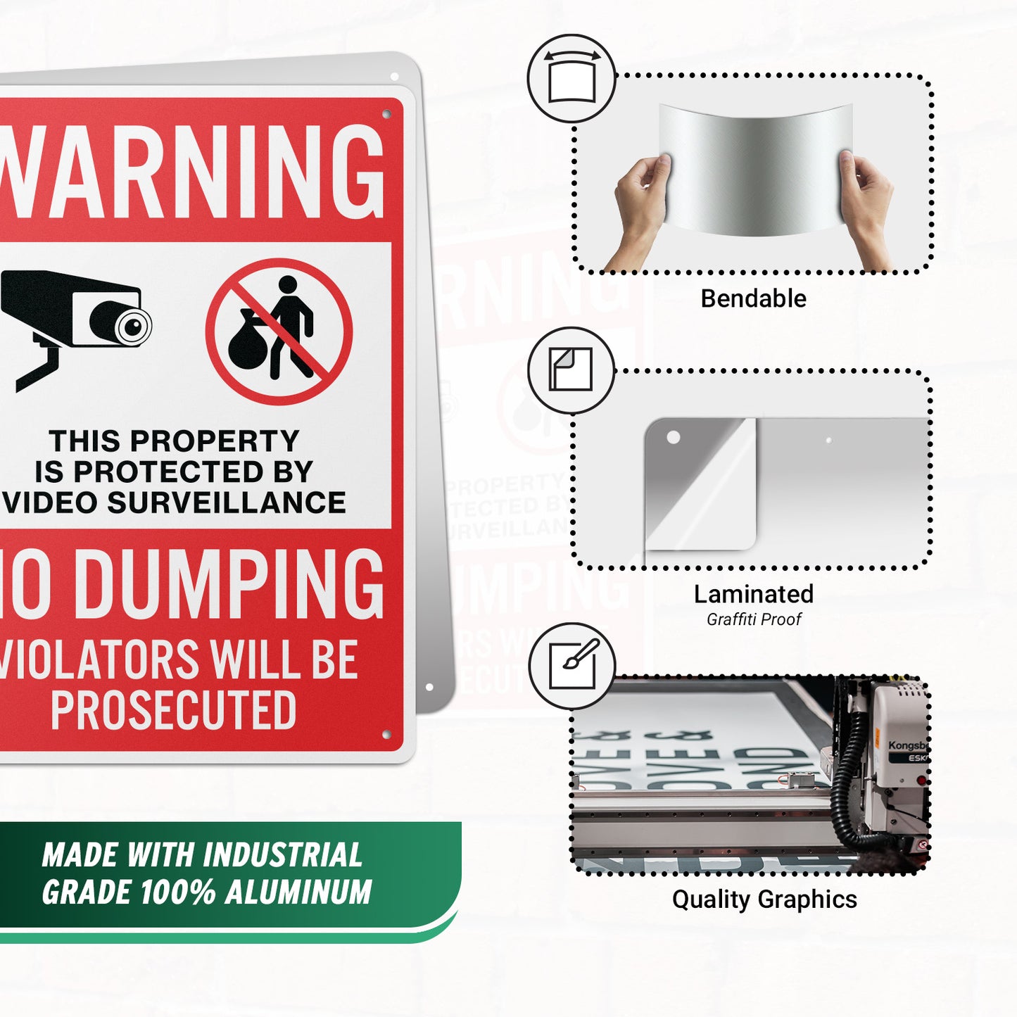 10 x 14in No Dumping Sign: Video Surveillance Warning