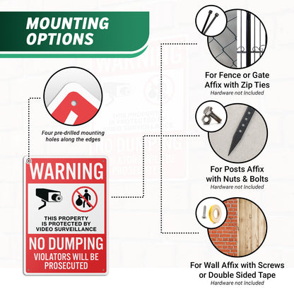 10 x 14in No Dumping Sign: Video Surveillance Warning
