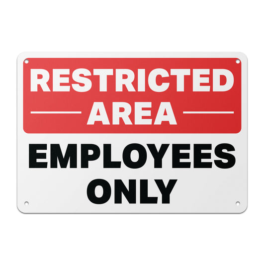 10 x 7in Restricted Area Employees Only Aluminum Sign