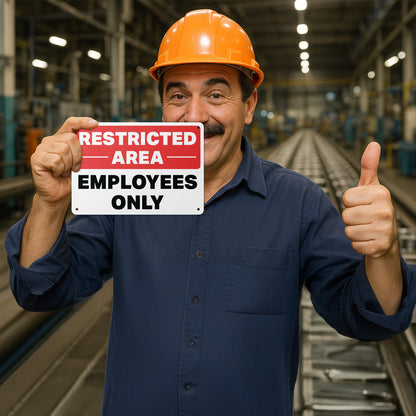 10 x 7in Restricted Area Employees Only Aluminum Sign