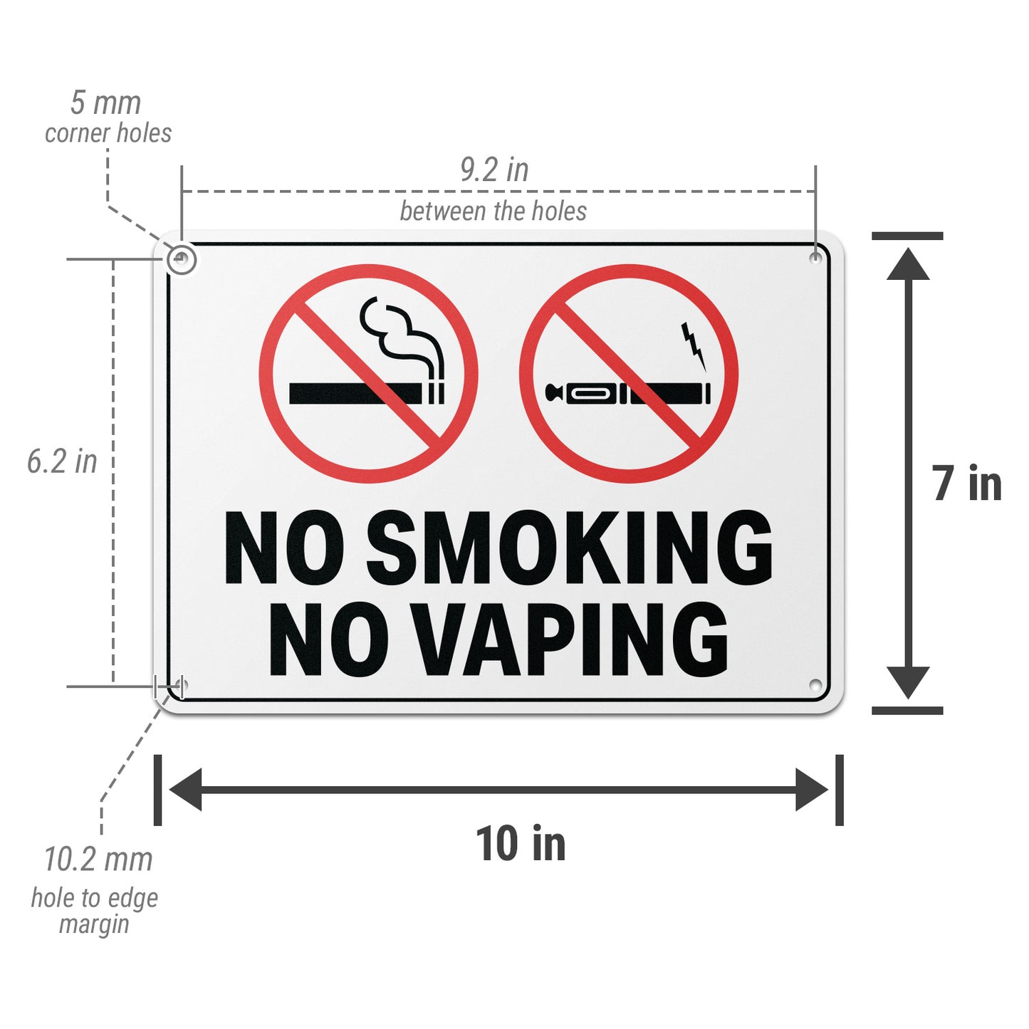 10 x 7in No Smoking, No Vaping Property Sign