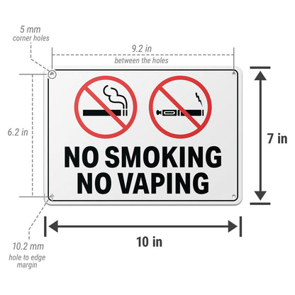 10 x 7in No Smoking, No Vaping Property Sign