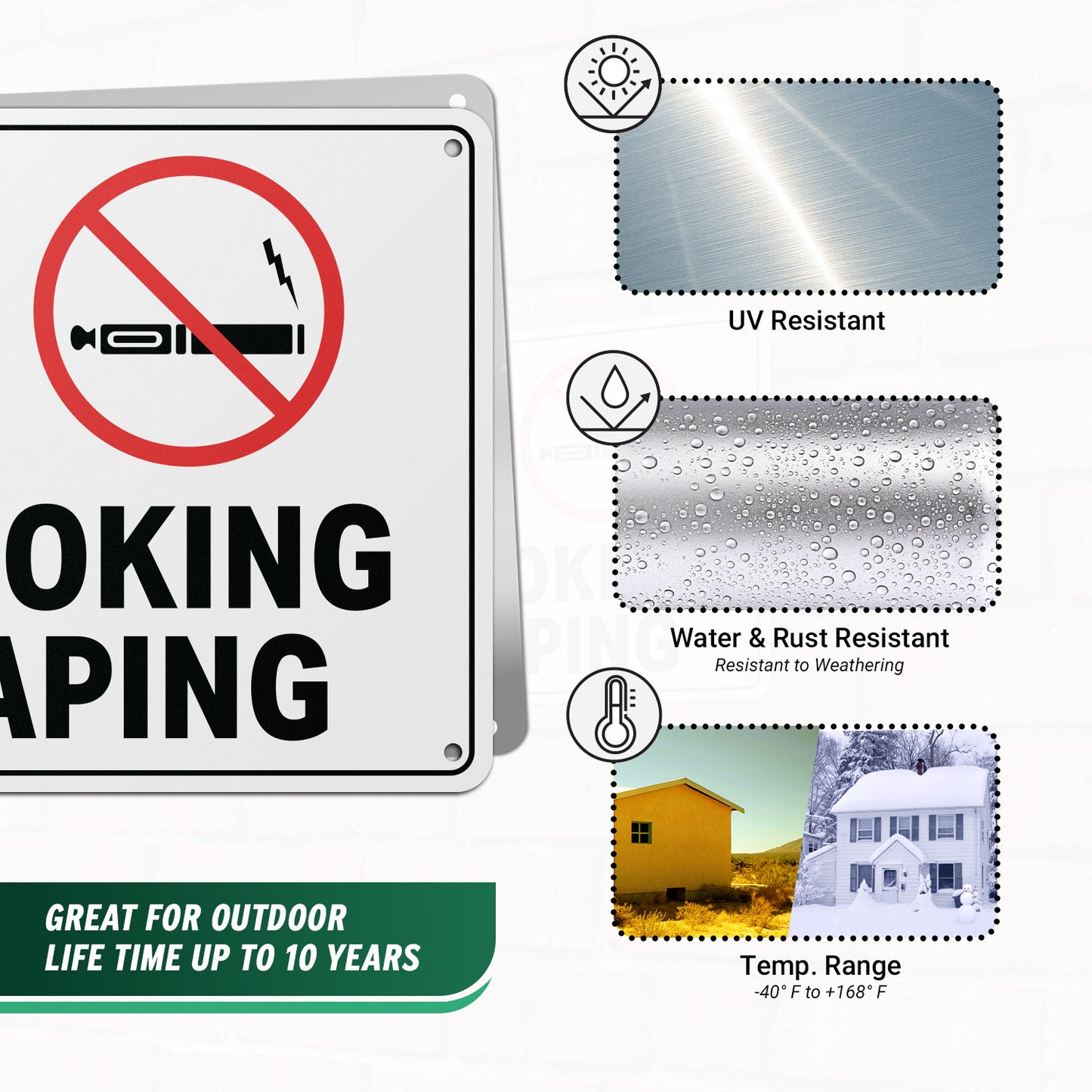 10 x 7in No Smoking, No Vaping Property Sign