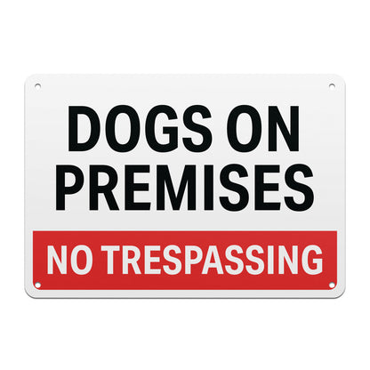 10 x 7in Security Sign: Dogs on Premises, No Trespassing
