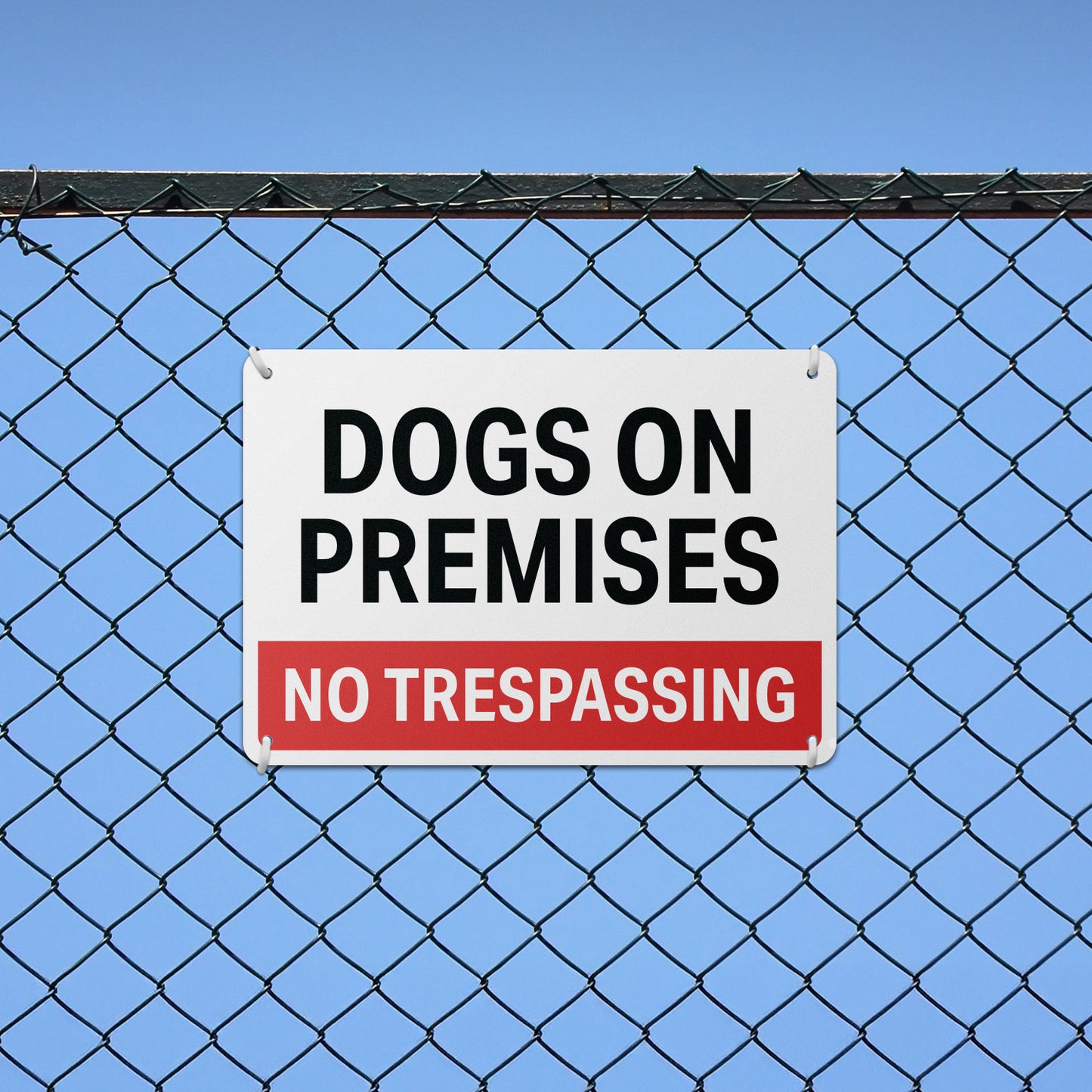 10 x 7in Security Sign: Dogs on Premises, No Trespassing
