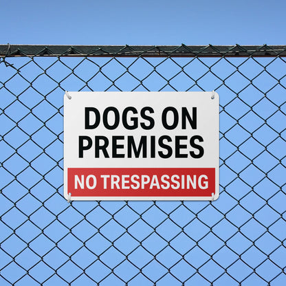 10 x 7in Security Sign: Dogs on Premises, No Trespassing