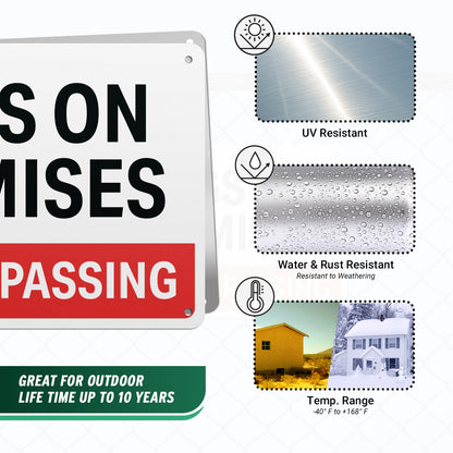 10 x 7in Security Sign: Dogs on Premises, No Trespassing