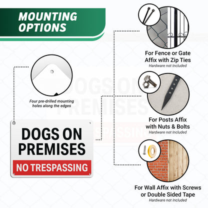 10 x 7in Security Sign: Dogs on Premises, No Trespassing