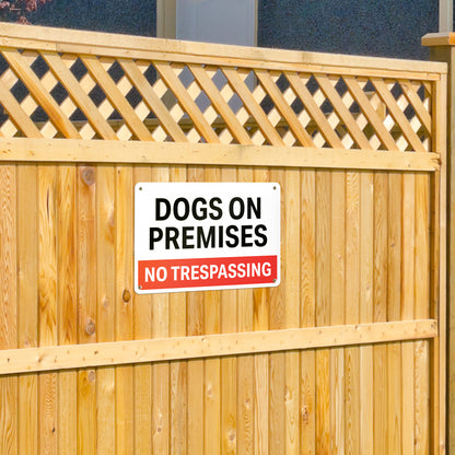 10 x 7in Security Sign: Dogs on Premises, No Trespassing