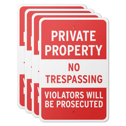 12 x 18in Security Sign: Private Property No Trespassing