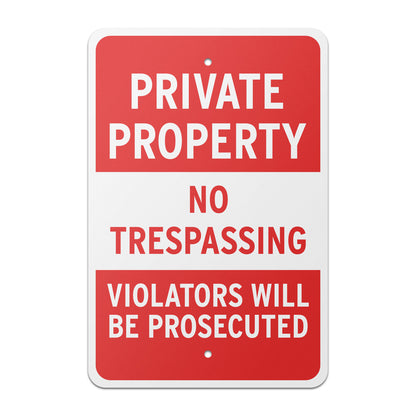 12 x 18in Security Sign: Private Property No Trespassing
