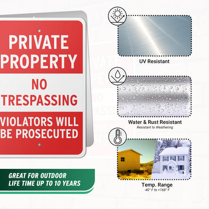 12 x 18in Security Sign: Private Property No Trespassing