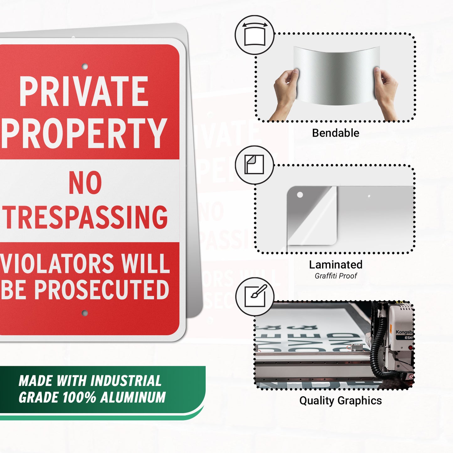 12 x 18in Security Sign: Private Property No Trespassing