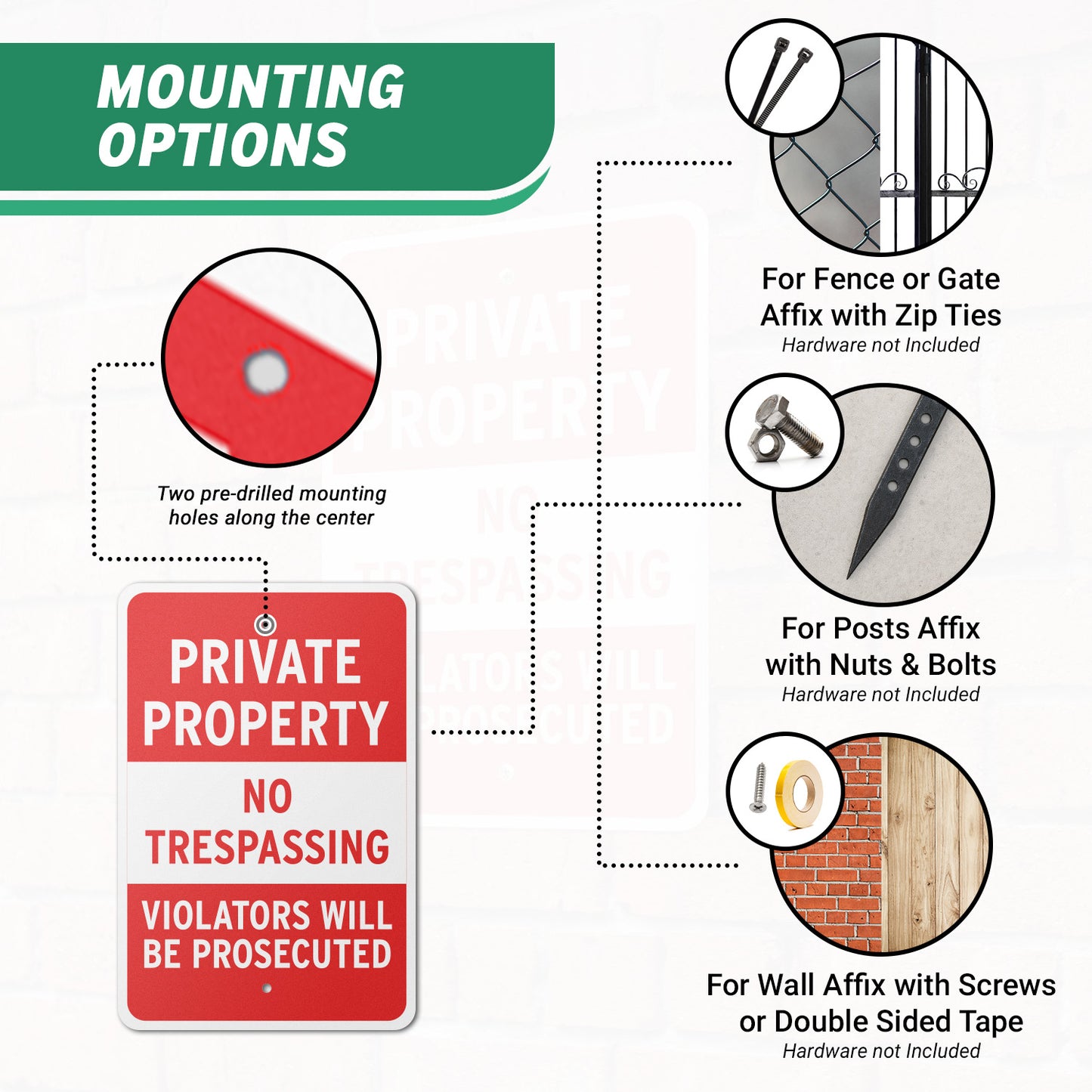 12 x 18in Security Sign: Private Property No Trespassing