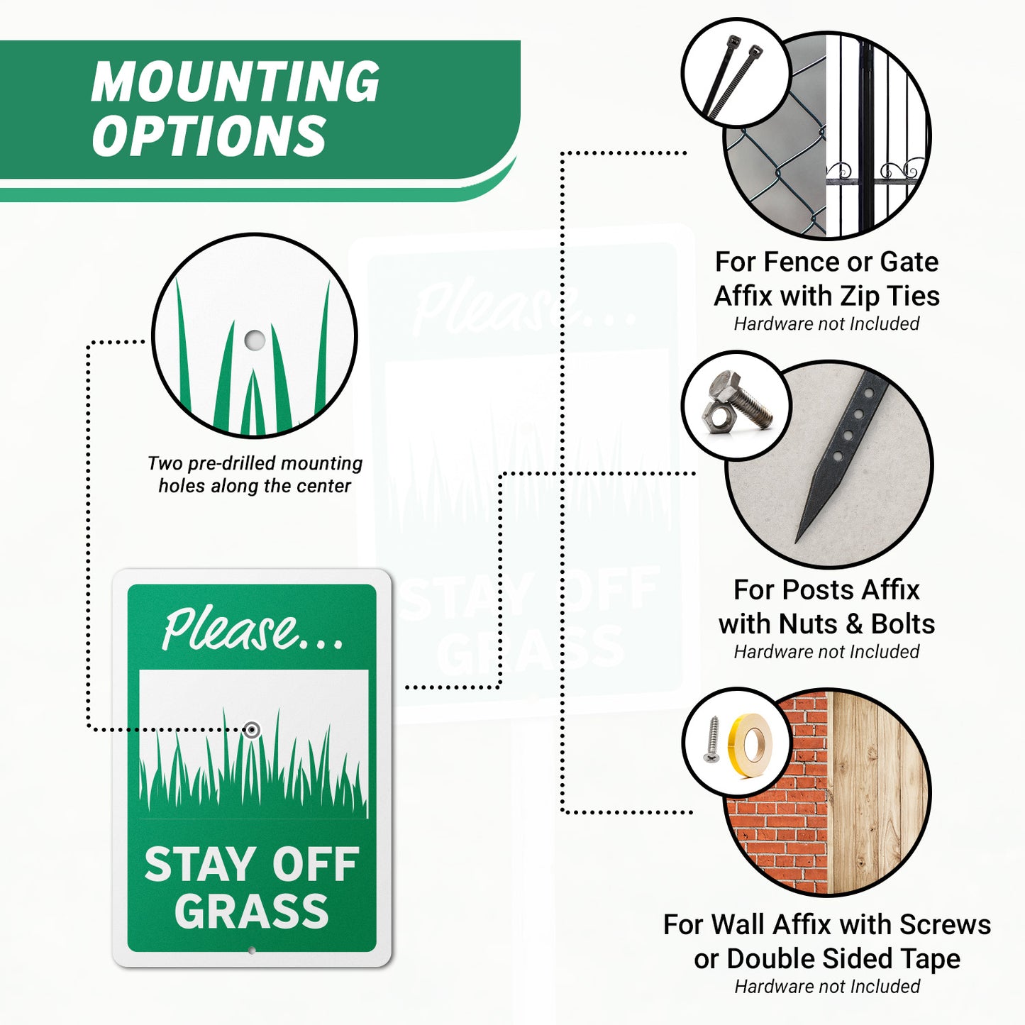 7 x 10in Yard Sign: Please Stay Off Grass