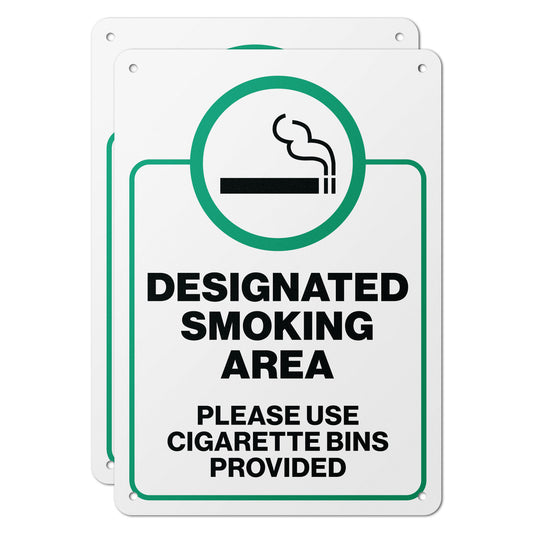 7 x 10in Aluminum Sign: designated Smoking Area Notice