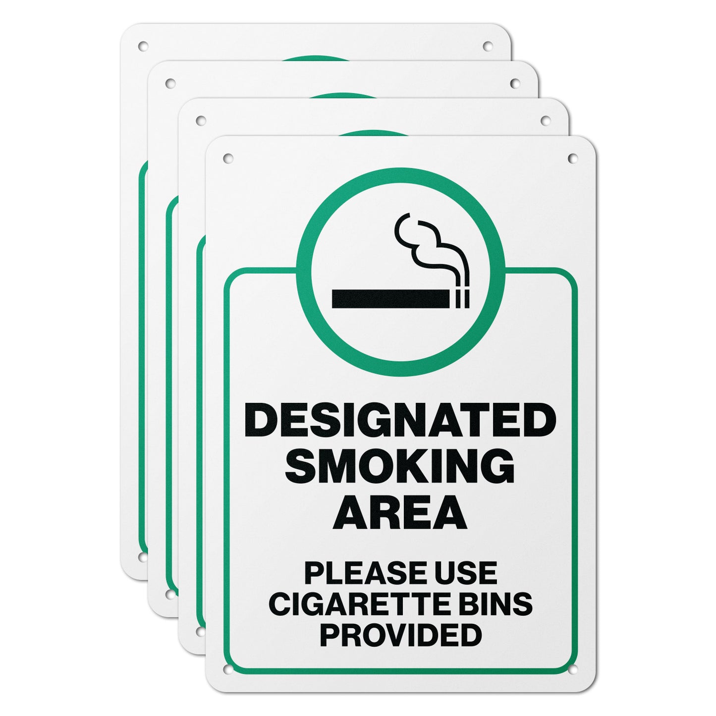 7 x 10in Aluminum Sign: designated Smoking Area Notice