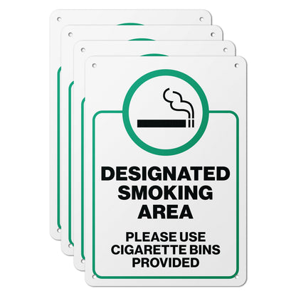 7 x 10in Aluminum Sign: designated Smoking Area Notice