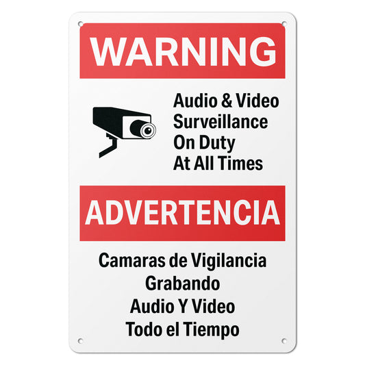 8 x 12in Aluminum Sign: Audio Video Surveillance Warning
