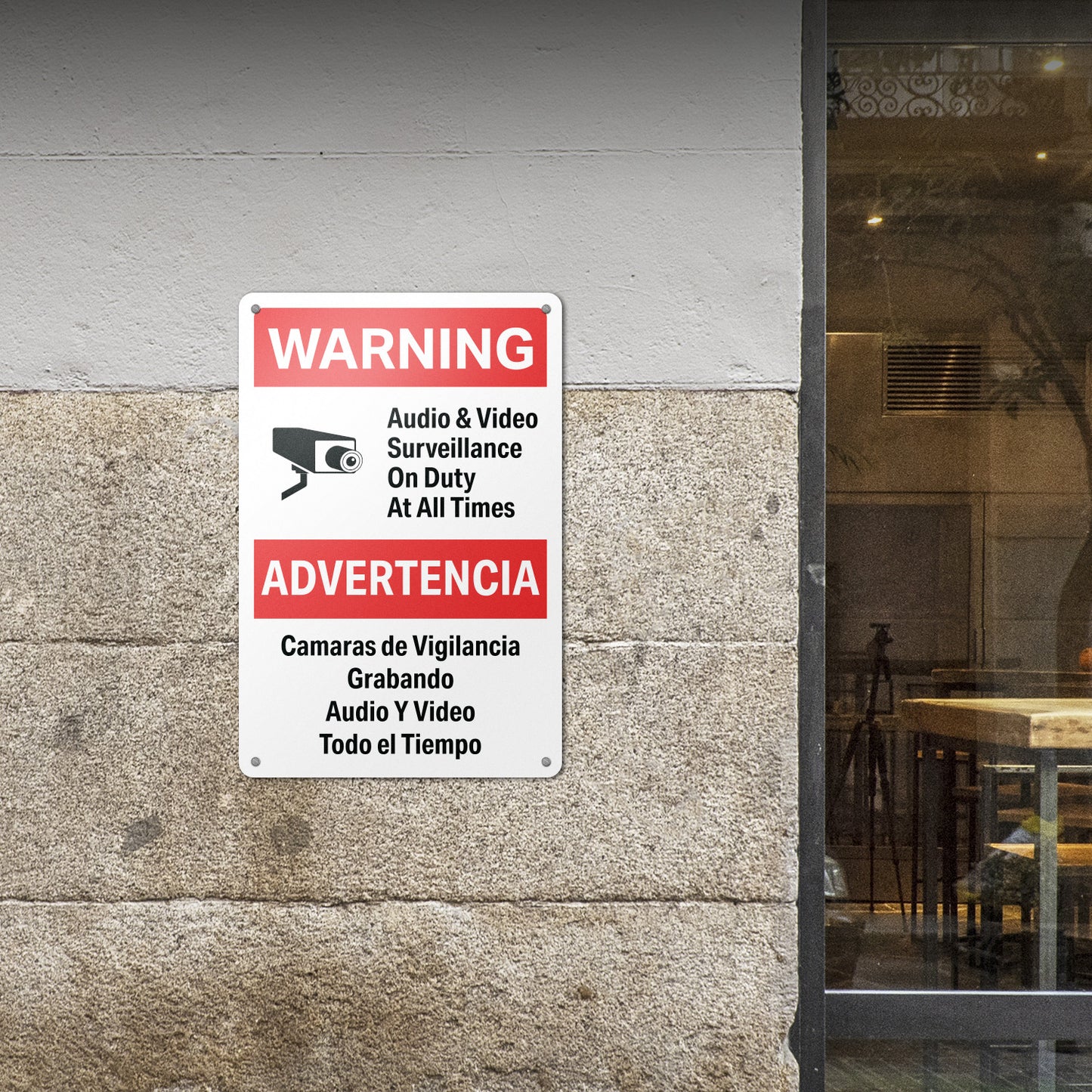 8 x 12in Aluminum Sign: Audio Video Surveillance Warning