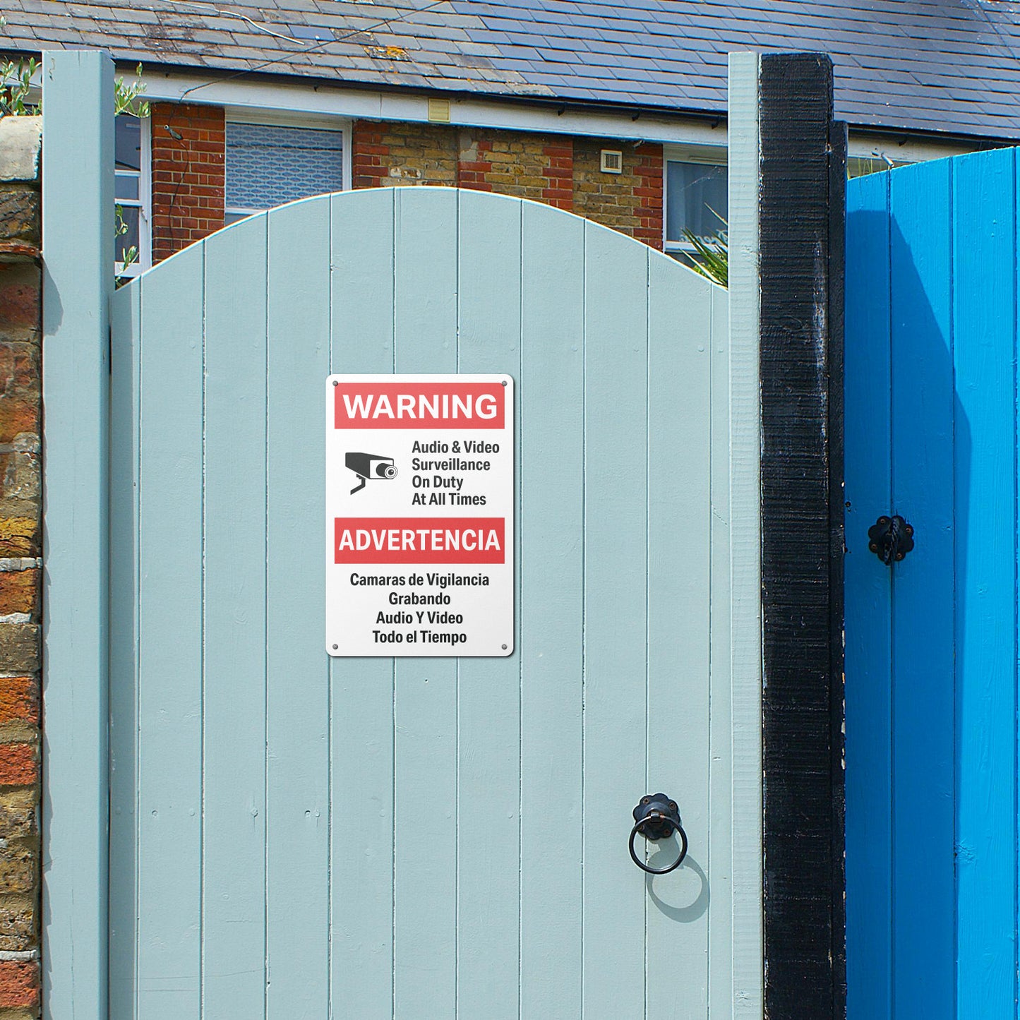 8 x 12in Aluminum Sign: Audio Video Surveillance Warning