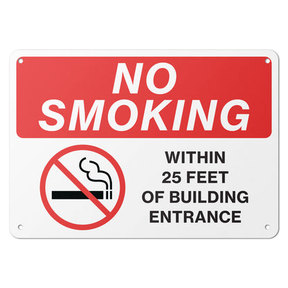 10 x 7in Aluminum Sign: No Smoking Within 25 Feet Notice