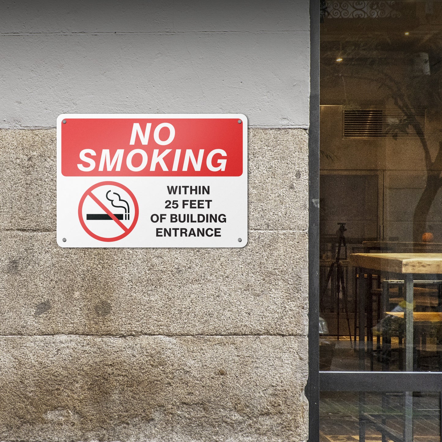 10 x 7in Aluminum Sign: No Smoking Within 25 Feet Notice