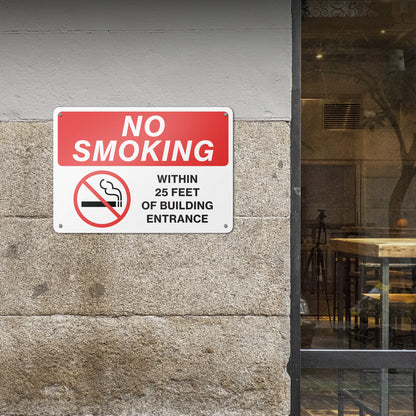 10 x 7in Aluminum Sign: No Smoking Within 25 Feet Notice