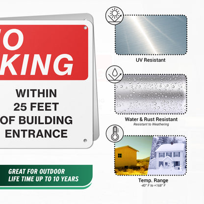 10 x 7in Aluminum Sign: No Smoking Within 25 Feet Notice